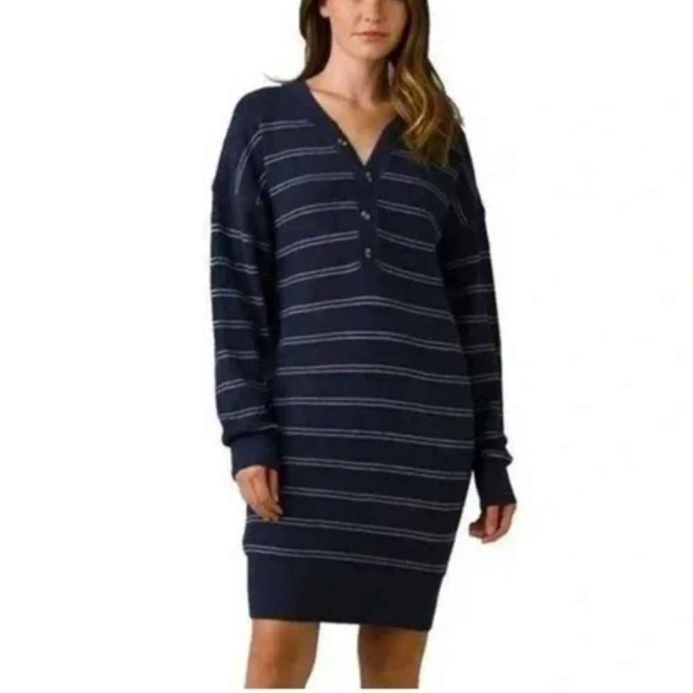 NWT Prana Milani Henley Dress in Nautical Stripe, size M